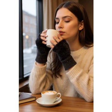 Hitit Socks Kadın 1 Çift Kışlık Parmaksız Termal Esnek Polarlı Peluş