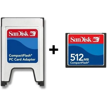 Sandisk PCMCIA-CF Compact Flash Adaptör + 512MB Compact Flash