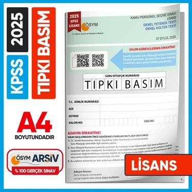 2025 Kpss Lisans Gy-Gk Ösym Tıpkı Basım Çıkmış Soru Deneme Kitapçığı (Çözümlü Türkiye Geneli