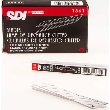 SDI Maket Bıçağı Yedek Dar 30 Eğimli 100 Adet 0.4x9.0x73.4 mm Keskin