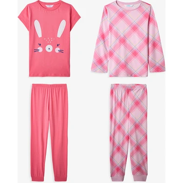 Penti Pembe Kız Çocuk Cute Rabbit Uzun Kollu Pamuklu 2'li Pijama