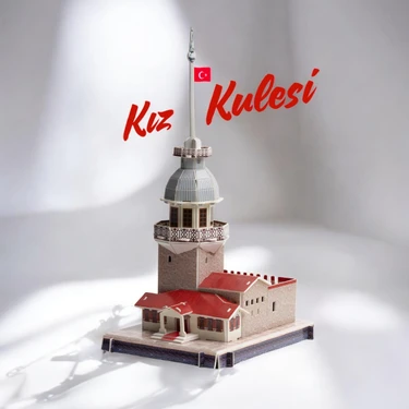Tuğçe Shopping Tugce Shopping Kız Kulesi 3D Puzzle 30 Parça Eğitici ve Dekoratif Kağıt Maket Kolay