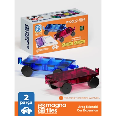 Go Toys Go Magna-Tiles 2 Adet Araba Eklentisi Manyetik Oyuncak - Manyetik Yapı