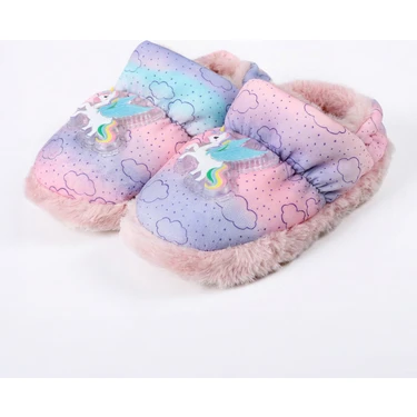 Peluche Pembe Kız Çocuk Ev Ayakkabısı Unıcorn -