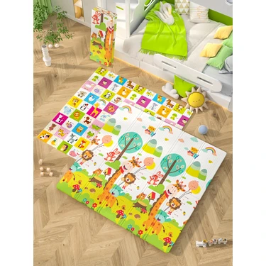 Elfobaby Hello My Friends - Katlanabilir - Extra Large - Çift Yönlü - Oyun Halısı ve Matı 150X180X1