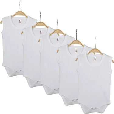 Hvc Bebek Body Askılı Atlet Body Ribanalı Pamuklu Zıbın Beyaz 5li