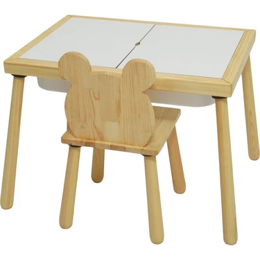 Joy Kids Toy Ahşap Duyusal Çocuk Aktivite Masası Oyun Masası ve Çocuk Çalışma Masası 1 Adet Ayı