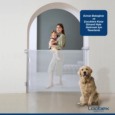 Loobex Katlanabilir Çocuk ve Evcil Hayvan Güvenlik Kapısı ve Merdiven Bariyeri 180 cm