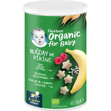 Gerber Organik Pirinçli Buğdaylı Muzlu ve Ahududulu  Bebek ve Küçük Çocuk Atıştırmalığı 35