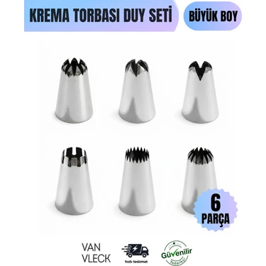 Van Vleck Krema Torbası Duy Seti – Büyük Boy Tulumba, Ekler, Profiterol ve Pasta Süsleme