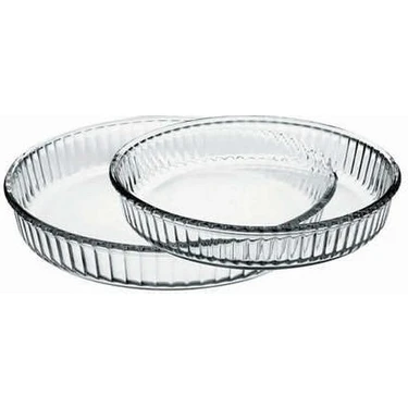 Paşabahçe Borcam Şeffaf 2'li Yuvarlak Tepsi 320 mm ve 260 mm Turtalar İçin Yerli