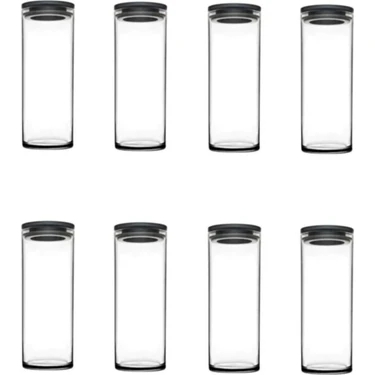 Paşabahçe 8'li Gri Vakumlu Cam Kavanoz Seti 23,4x9 cm Modern Tasarım Günlük ve Özel Kullanıma