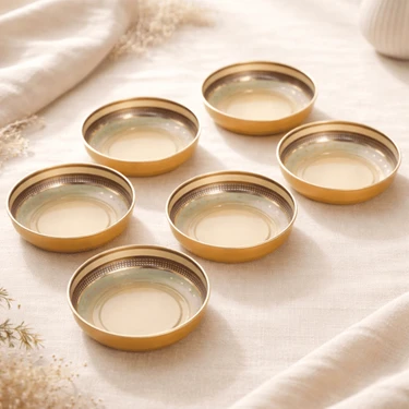 Sarkap Home 10 cm Çap, 3.2 cm Yükseklik 6'lı Golden Joy Dondurmalık ve Çerezlik