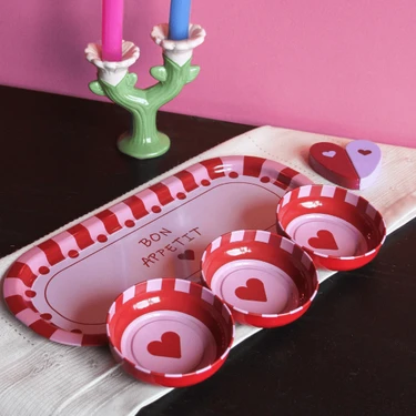 Sarkap Home 3'lü 10x3,2 cm Çerezlik ve 16x35 cm Sunumluk Tepsi Seti - Bon Appetit