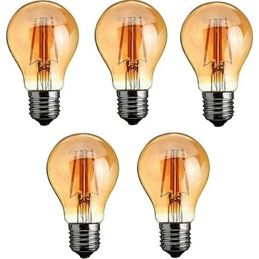 Orbus Dekoratif A60 6W Amber Sarı Işık Rustik LED Ampul 5'li
