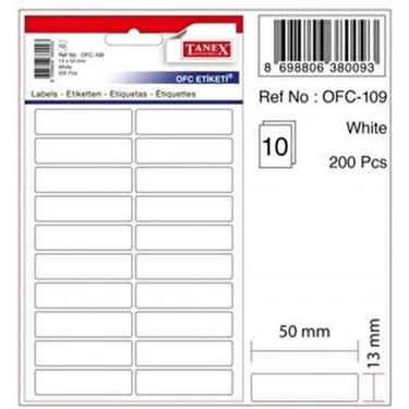 Tanex Etiket Beyaz 13x50 MM