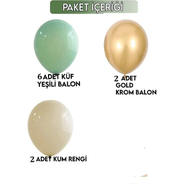 Patladı Gitti 12 Inç Küf Yeşili Krom Gold ve Deniz Kumu 10 Adet