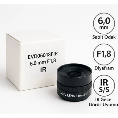 Sec-On 3MP 6mm Sabit CCTV Kamera Lensi - M12 Mount Dar Açı IR Gece Görüş Uyumlu Güvenlik