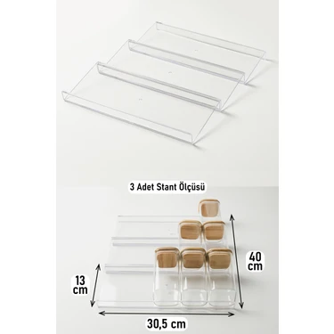 Çekmece içi Baharatlık Düzenleyici Stant (3 adet) Baharat Organizer 30,5 Cm * 13cm ( Kavanozlar
