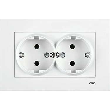 Viko Beyaz 2li Sıva Altı Elektrik Prizi Çerçeveli Modern Tasarım