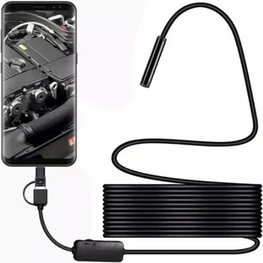 Vothoon Endoskop Kamera 10 Mt Kablo IP67 Su Geçirmez 6 LED Işık USB Mikro USB ve Type-C