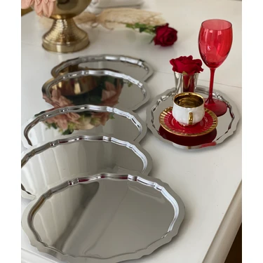 Elzem Tepsi 25 cm Paslanmaz Çelik Oval 6 Adet Servis ve Sunum