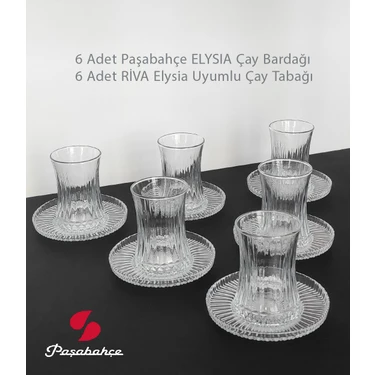 Paşabahçe Elysia 6 Adet Çay Bardağı + 6 Adet Riva Elysia Uyumlu Çay