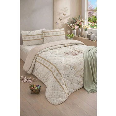 Formeya Kapitoneli Çift Kişilik Desenli Pike - Yatak Örtüsü Takımı 200x230 cm - 2 Adet Yastık