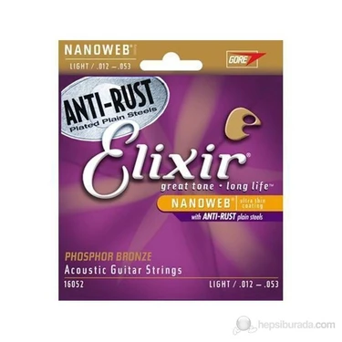 Elixir 16052 Nanoweb Phosphor Bronze Akustik Gitar Teli