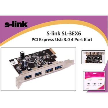 Kaia Life S-Lınk Sl-3ex6 Pcı Express To USB 3.0  X4 Port