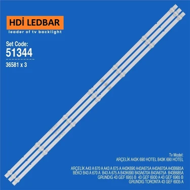 Beko  B43K 690  B43 B 685 A  B43 A 675 A  B43 A 670 A LED Bar