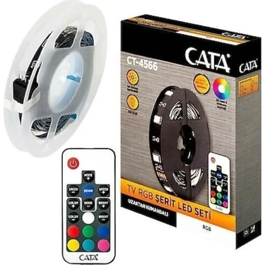 Cata CT-4566 Uzaktan Kumandalı RGB Renkli LED Şerit Seti - TV Arkası Ambiyans Aydınlatması, 5V Su