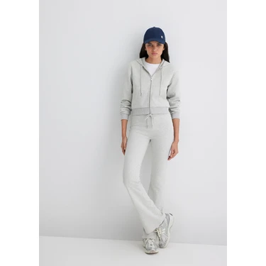 Mavi Ispanyol Paça Gri Interlok Eşofman Altı