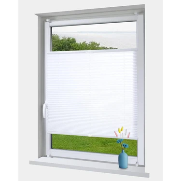 Yazar Home Katlanabilir Cam Balkon Plise Perdesi Beyaz (Vidalı -