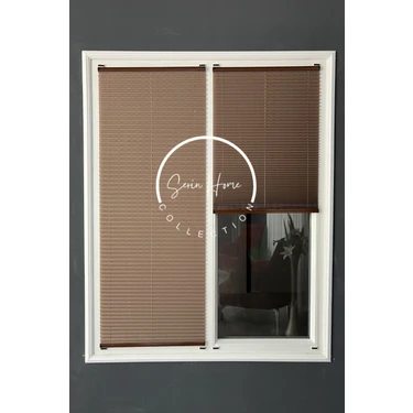 Serin Home Collection Kahverengi Katlanabilir Plise Perde, Cam Balkon Perdeleri, Ofis Perdeleri,