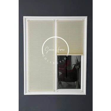 Serin Home Collection Krem Katlanabilir Plise Perde, Cam Balkon Perdeleri, Ofis Perdeleri, Pvc