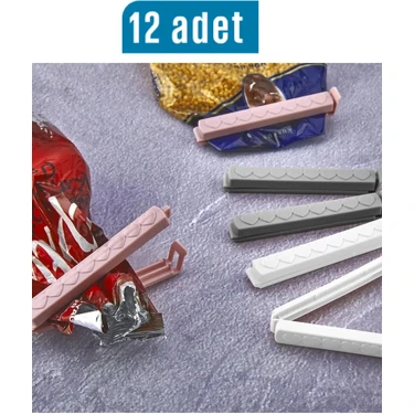 Zuzu Made 12 Adet Paket Poşet Mandalı Klipsi - Paket Poşet Mandalı