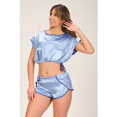 Jumelles Mavi Soft Glow Saten Şort
