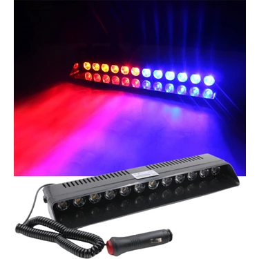 HRPAK 12 Ledli Kırmızı-Mavi Polis Çakar Lambası Vantuzlu Çakmaklık Girişi