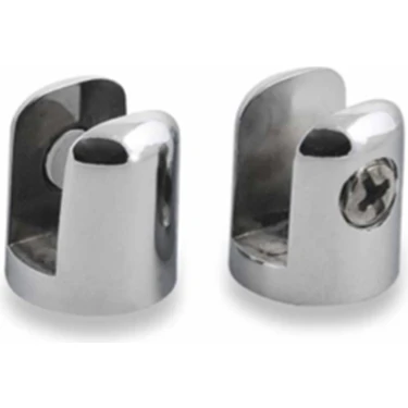 2 Adet Yuvarlak Cam Raf Tutucu Etejer 7 mm Parlak Krom