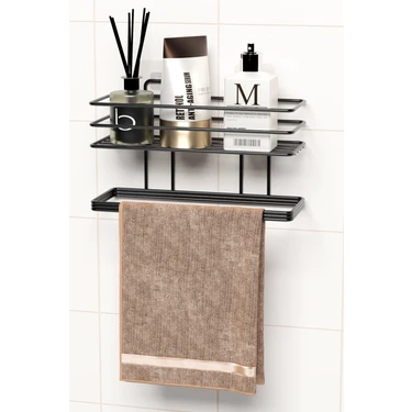 Zabata Yapışkanlı Banyo Rafı Havlu Asıcı Raf Duş Şampuanlık Rafı Duvar Düzenleyici Organizer