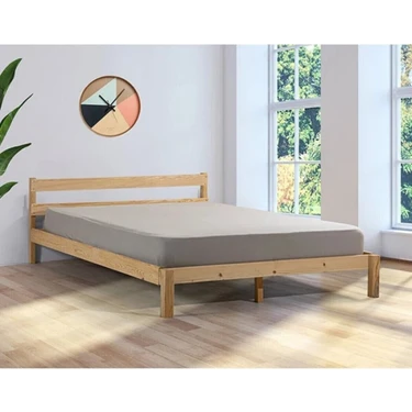 Pinoxi Masif Ahşap Karyola Çift Kişilik 150X200 cm Doğal Ahşap