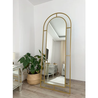 Effe Yapı Dekor Gold Metal Çerçeveli 180 x 70  cm  Pencere Model Oval Ayaklı Boy