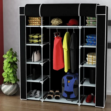 Beyaz Pazar Bez Dolap Pls.profilli 12 Raf + 60 Cm. Askı Portatif Dolap