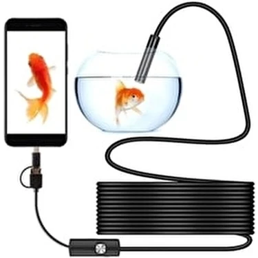 Bintech 5m USB, Micro USB, Type-C Uyumlu Endescope Yılan Kamera Sert Kablo ile HD Görüntü