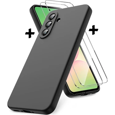 M.TK Moveteck Samsung Galaxy A26 Kılıf Kamera Korumalı Yumuşak Renkli Mat Silikon + 9h Ekran