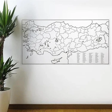 Marsilyan Yazılabilir Türkiye Haritası Manyetik Duvar Stickerı 110 x 56