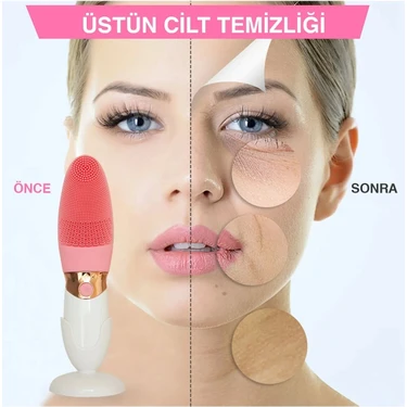 Derin Gözenek Temizliği Için Ince Kaba Silikon Uçlu Elektrikli Yüz Temizleme