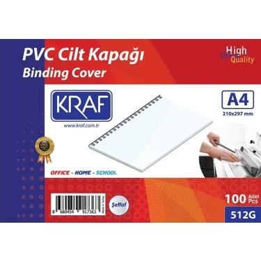 Kraf Cilt Kapağı A4 160 Mic. 100'LÜ Şeffaf 512
