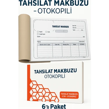 Anı Ofis Kırtasiye Tahsilat Makbuzu Otokopili 2/50 – 6'lı Paket | Karbonlu Makbuz Defteri | Işletme